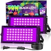 2 Pack 50W LED Black Light, Waterproof Blacklight for Glow Party, Halloween | for Neon Parties, Fluorescent Poster Tapestry, Birthday, Classroom, Bedroom, with Switch&Plug, Outdoor, IP66