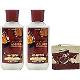 Bath & Body Works Chocolate Amber 2 Pack Body Lotion Bundle with a Cherry On Top Bar Soap - Full Size