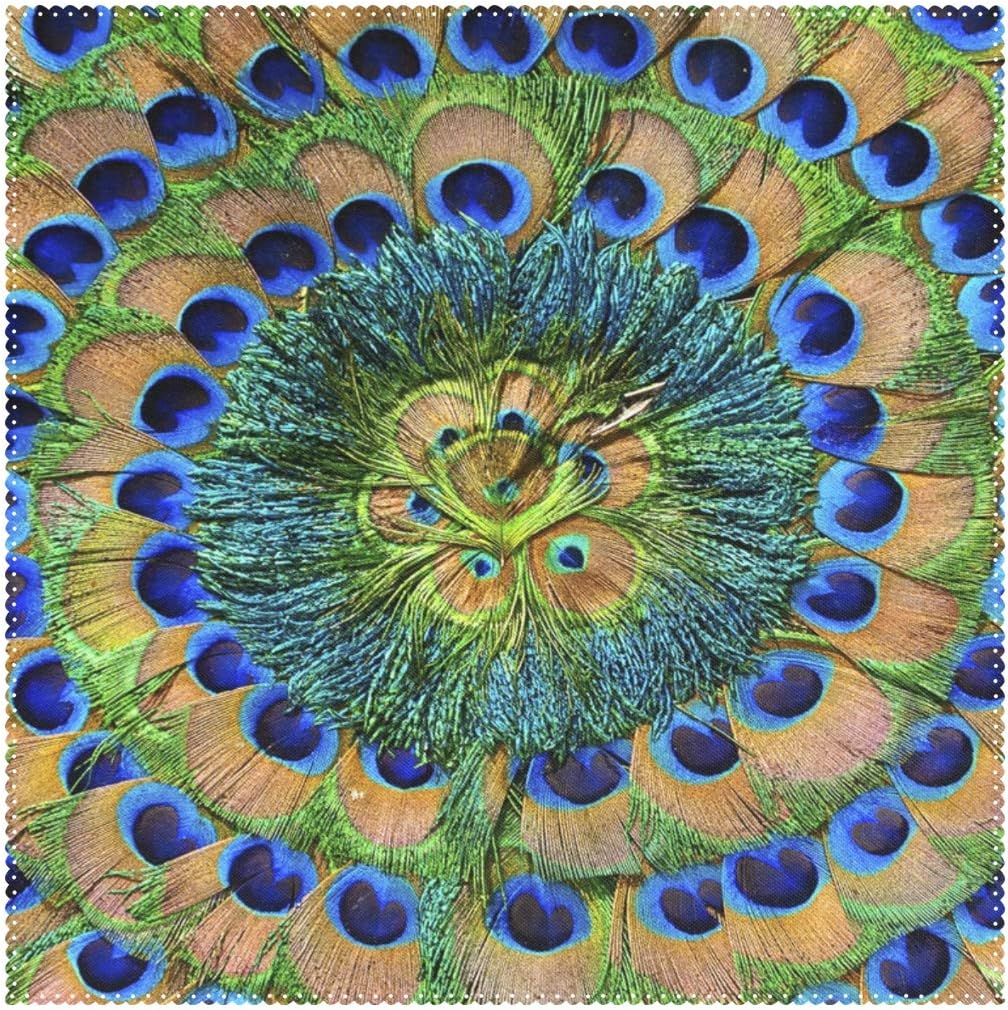 XiangHeFu Placemats Abstract Bird Peacock Feather Round 12x12 inch Set of 4 Heat Resistant Non Slip for Dinning Table