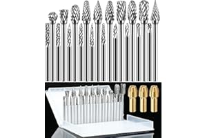 SWORKER 3Pcs Collets and 20Pcs 1/8" Shank Carbide Burr Compatible with Dremel Milwaukee Metal Grinding Wood Stone Steel Carving Cutting Polishing Engraving Grinder Kit Attachment Rotary Tool Accessories Set