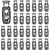 MECCANIXITY Plastic Spring Cord Locks Double Hole Toggle Stopper Elastic Cord Adjuster Fastener Slider for Drawstring Shoelaces Paracord Bags Clothing DIY Projects, Black, Pack of 30
