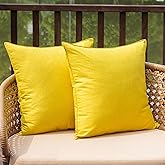 NiNi ALL Outdoor Waterproof Throw Pillow Covers Set of 2 Decorative Farmhouse Garden Pillowcase Solid Cushion Cases for Patio Tent Couch 18x18 inch Yellow