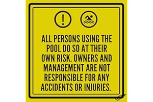 ELETINA Warning Sign,Pool Rules Sign,Pool Safety Sign Liability All Persons Using The Swimming Pool Do So At Their Own Risk.Safety Hot Multi Chemicals Large Tub Person Accidents Aigns Management Sign 12"X12" Metal Aluminum Sig