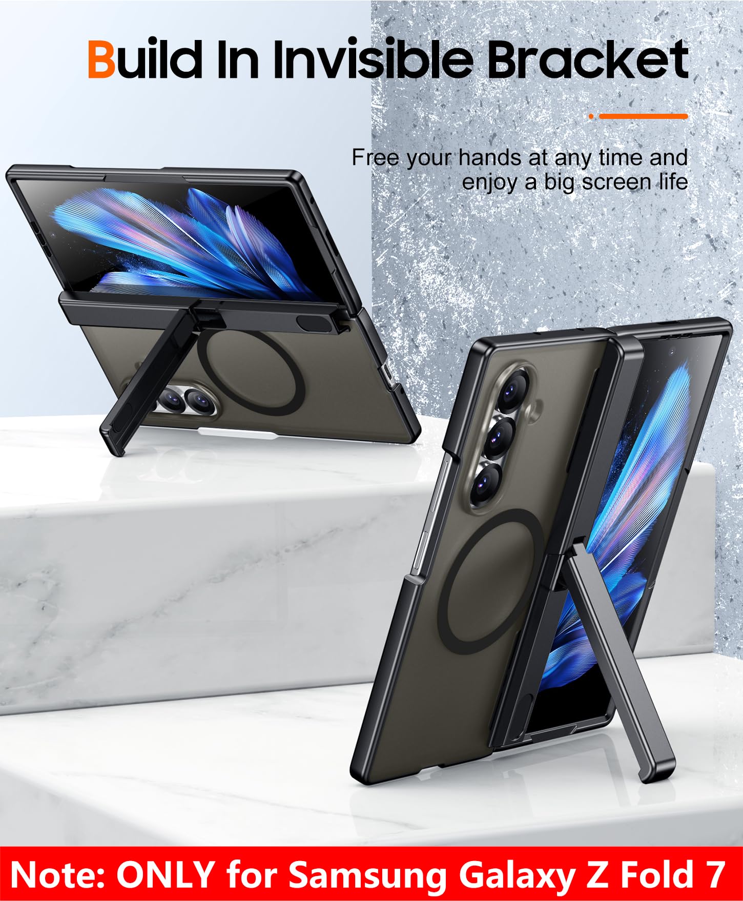 SPIDERCASE Samsung Galaxy Z Fold 7 Case with Built-in Screen Protector | Hinge Protection | Kickstand | Full Body Protective | For Galaxy Z Fold 7 (2025) | Black