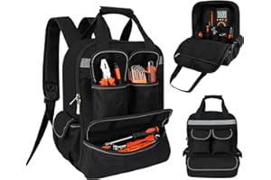 AASTT 18 Inch Heavy Duty Tool Backpack Bag, Durable Tool Backpack with 17 Pockets, Waterproof Work Tool Bag for Professional 