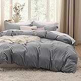 Bedsure Grey Duvet Cover Queen Size - 3 Pieces