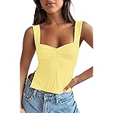 TiulZial Women's Sleeveless Backless Going Out Crop Tank Top Sexy Pleated Sweetheart Neck Strappy Y2K Slits Cropped Tops