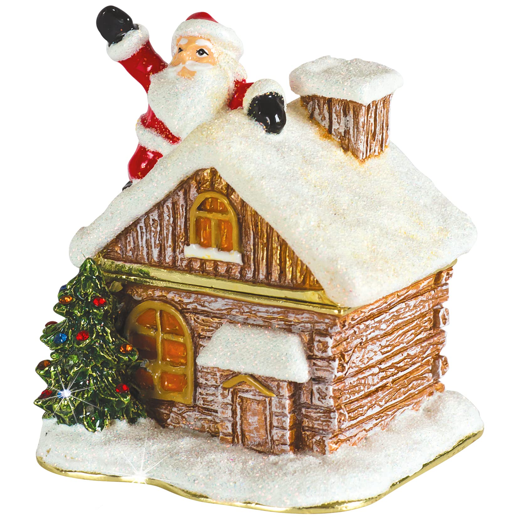 Craycombe Trinkets 6070 Santa on House Trinket Box, Height 7cm, Red