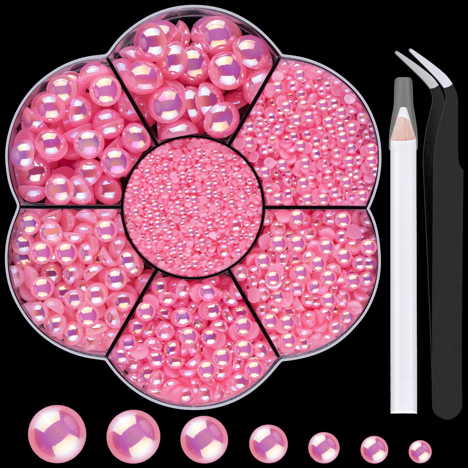 Nail Art Flat Back Half Round Pearl Kits 17, 1 Box