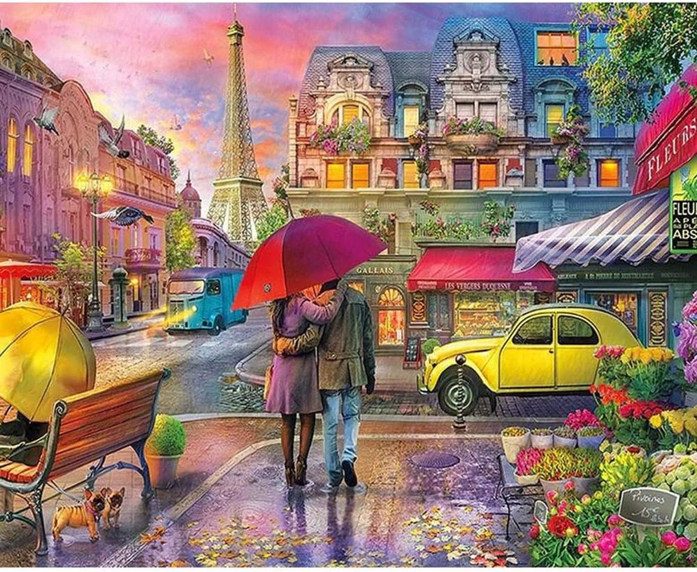 DIY 5D Diamond Painting by Number Kits, Diymood Painting Paris Couple Paint with Diamonds Arts for Adults Full Drill Canvas Picture for Home Wall Decor 40x50cm(16x20inch)