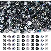 Sparkeads 300 pcs Black Theme Round Beads 7.5mm Assorted Style Crackle Opaque Beads Acrylic Loose Spacer Beads Bulk for Necklace Jewelry Friendship Bracelet Earring DIY Craft Accessory