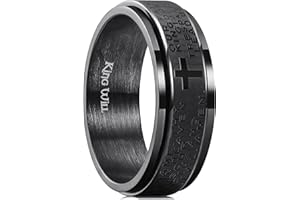 King Will 8mm Black/Gold/Silver Stainless Steel Ring Lord's Prayer Rotatable Ring Men Wedding Band Rings Comfort Fit