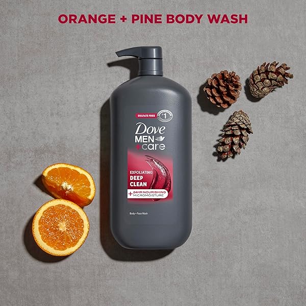 DOVE MEN + CARE BODY AND FACE WASH EXFOLIATING DEEP CLEAN FOR MEN, WITH 24-HOUR NOURISHING MICROMOISTURE TECHNOLOGY BODY WASH, 30 OZ