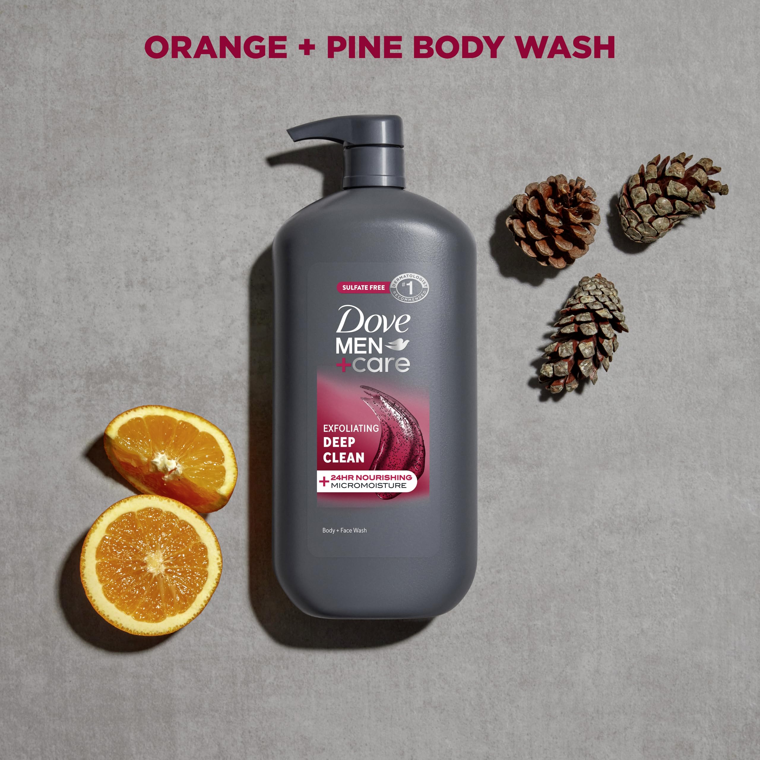 DOVE MEN + CARE Body and Face Wash Exfoliating Deep Clean for Men, with 24-Hour Nourishing Micromoisture Technology Body Wash, 30 oz