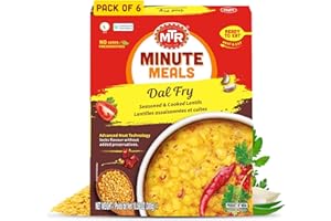 MTR - Minute Meals: Dal Fry - Flavorful Seasoned & Cooked Lentils - Authentic Indian Ready-To-Eat Meal - No Added Preservatives - A Quick Meal Suitable for Vegetarians, Ready in Minutes! (Pack of 6)