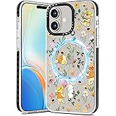 Toycamp for iPhone 16 Plus Case Women - Compatible with MagSafe Women Girls Cute Phone Cover Magnetic with Shockproof Protective Girly Aesthetic Designer Case for iPhone 16 Plus 6.7", Cartoon Floral