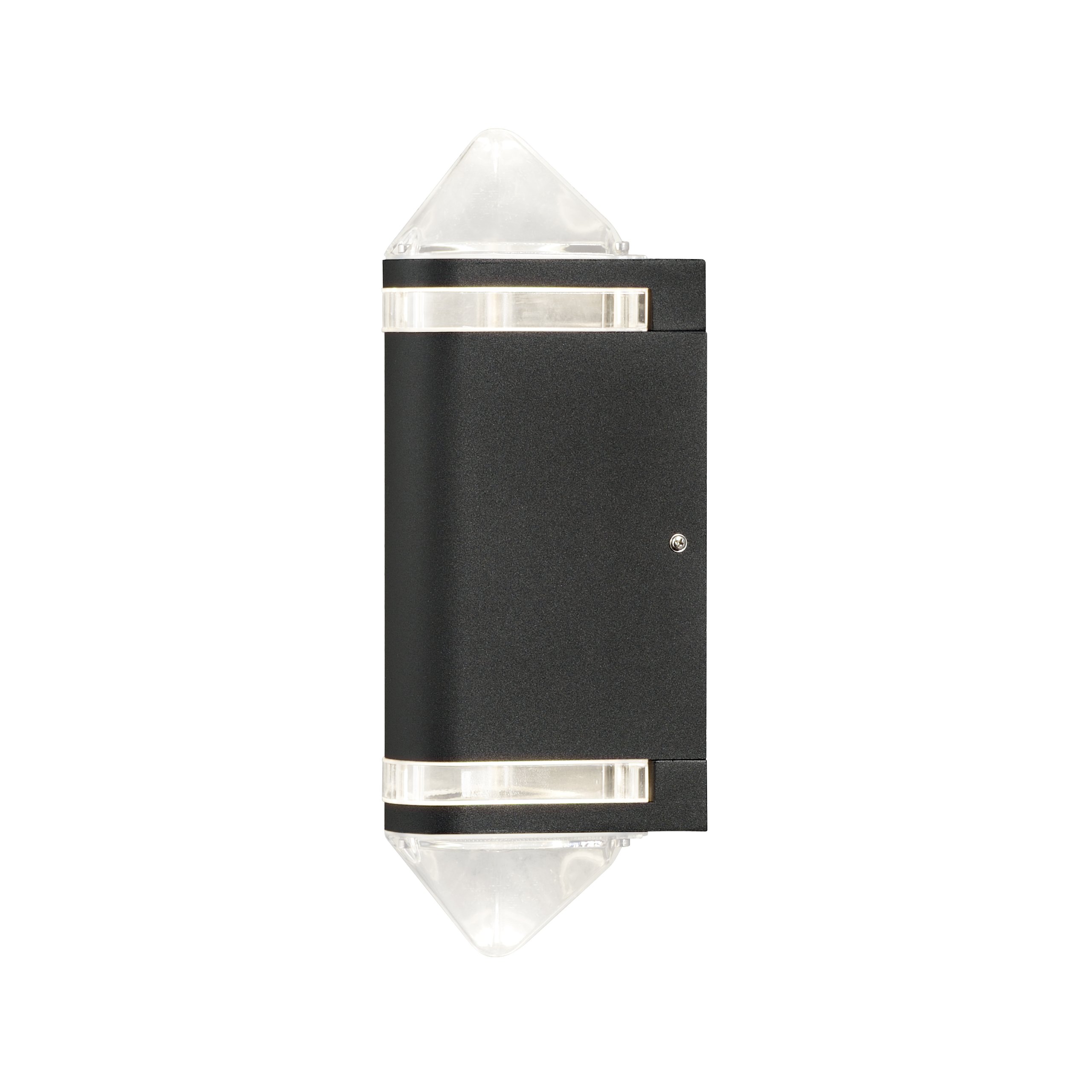 Konstsmide Outdoor Wall Lights/Modena Curve Two Up Down Modern Outdoor Wall Light/2 x 35 W GU10 Max Wall Lamp/Clear Acrylic Glass/Aluminium/IP44/Outside Light Black