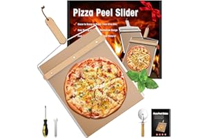 Sliding Pizza Peel, Pizza Slider Paddle That Lasts A Lifetime, Non-Stick Slider with Solid Wood Handle, Stainless Steel Inclu