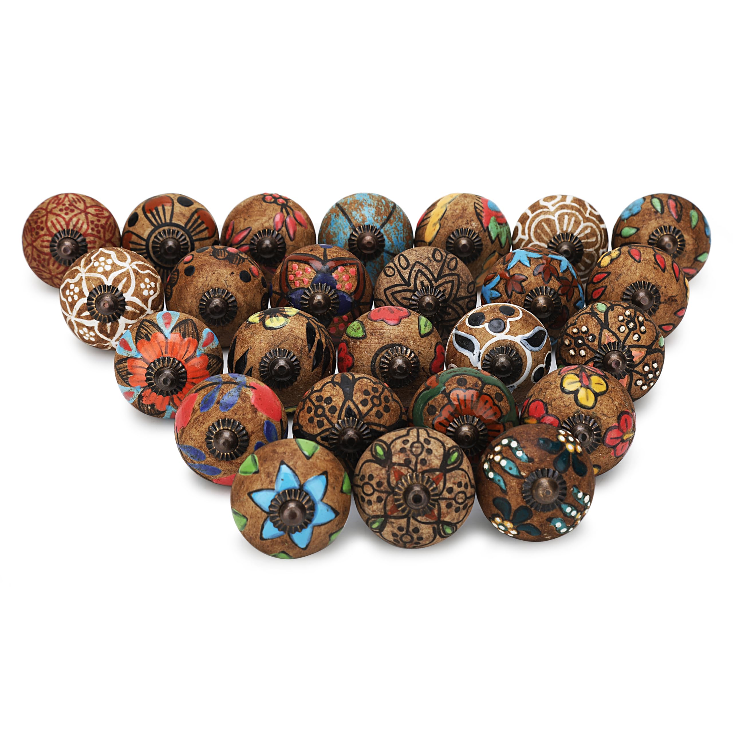 Craft Trade Brown Door Cabinet Knobs for Dresser Drawer Vintage Closet Ceramic Knob Pull Handles Cupboard Wardrobe Knobs for Kitchen Furniture Home Décor - Pack of 25