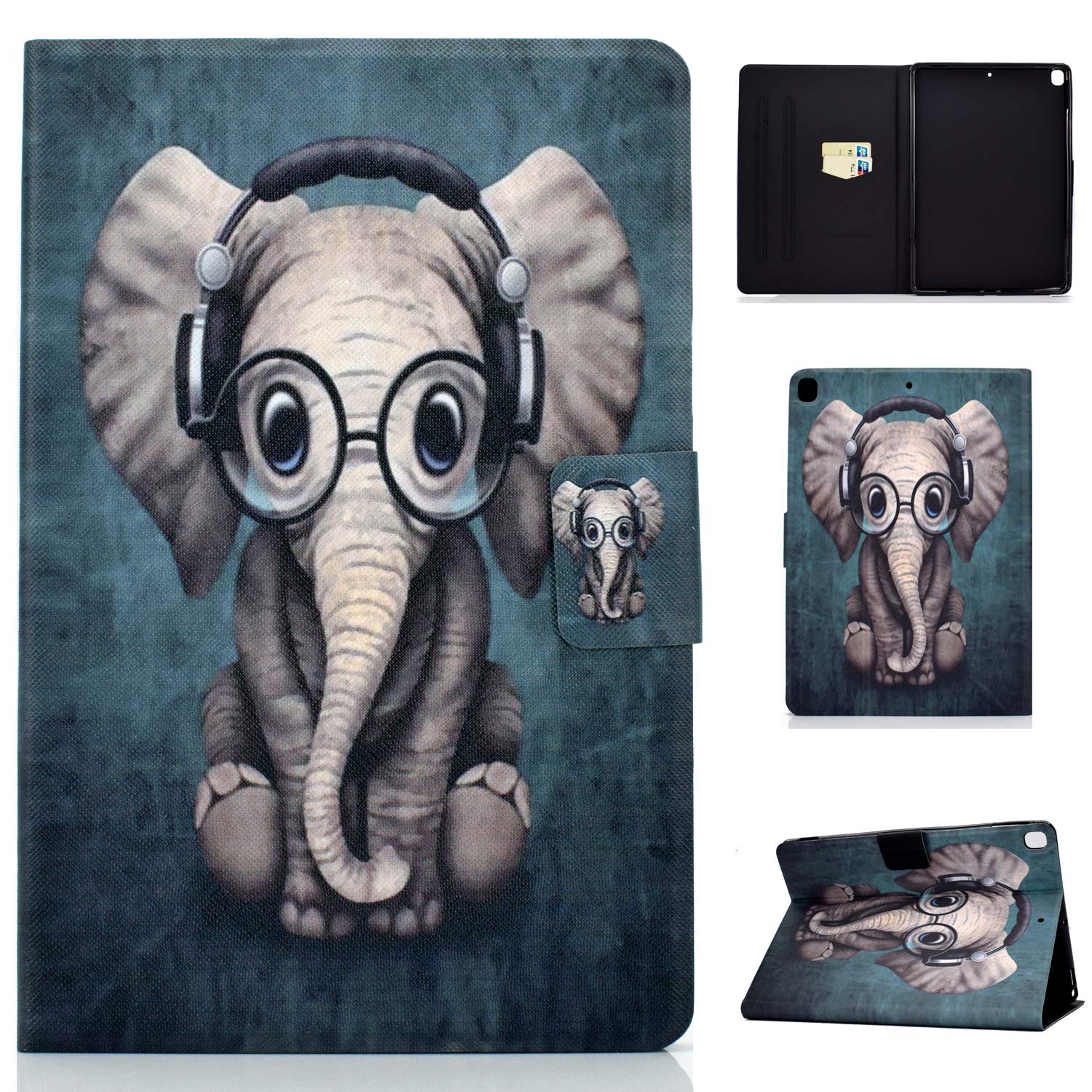 Bspring Case for iPad 10.2 2019/ iPad Pro 10.5 2017/ iPad Air 3 2019 / PU Leather Smart Folio Case For 7th Gen iPad/Apple iPad 10.2 (7th Generation) Elephant