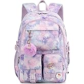 Hidds Laptop Backpacks 16 Inch School Bag College Backpack Anti Theft Travel Casual Daypack Bags Cute Bookbags Large Colorfull Carry on Back Pack for Teens Girls Women Students (Tie-Dye Purple)