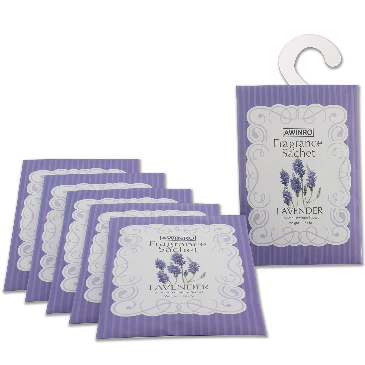 Awinro Lavender Scented Sachets, Drawer Closet Dresser Car Fragrant Bags, Closet Deodorizer, Moth Repellent, Fresh Fragrance Packets with Hanger, Set ...