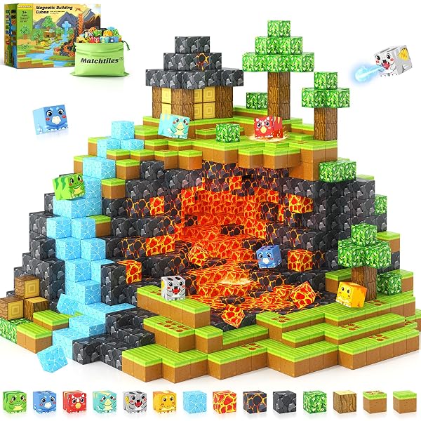 MAGNETIC BLOCKS TOYS, BUILD MINE MAGNET WORLD DINOSAURS...