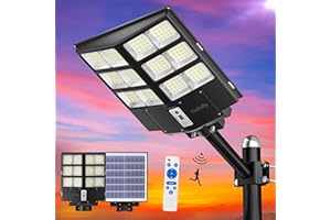 Gefolly 800W Solar Street Light Outdoor, 80000LM Commercial Parking Lot Light Dusk to Dawn, 6500K Solar Security Flood Light with Motion Sensor Outdoor Light for Basketball Court, Road, Yard