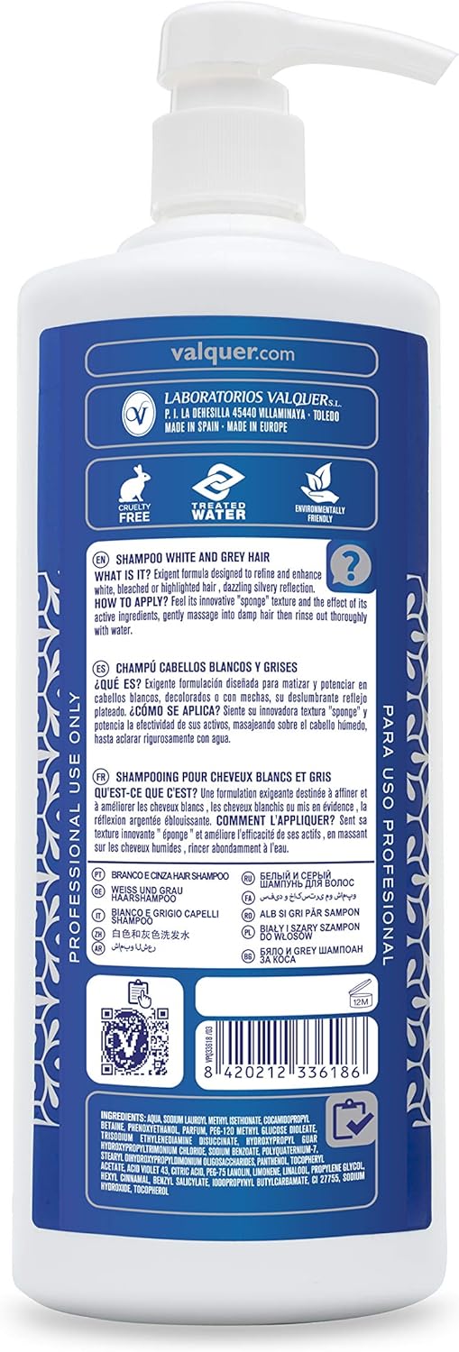 Válquer Shampoo for White and Grey hair - 1000 ml, Blau, 1 l (Pack of 1) - Image 3