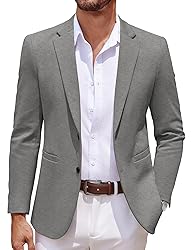 COOFANDY Men Stretch Knitted Blazer Jacket Slim Fit