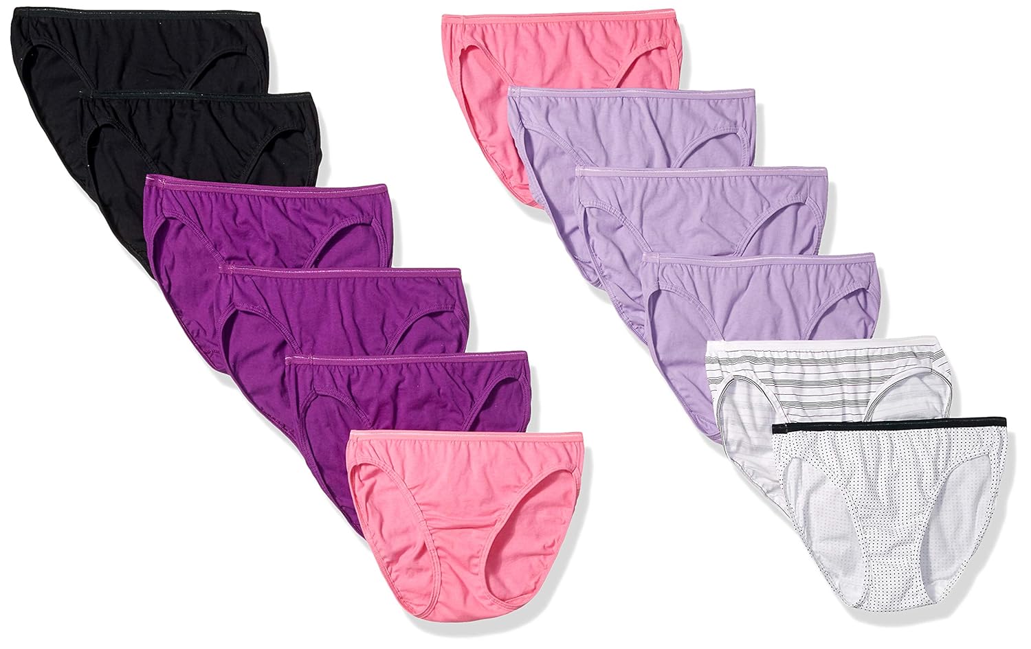 Fruit of the Loom Women's Assorted Cotton Bikini, 12 Pack, 5 Amazon.co