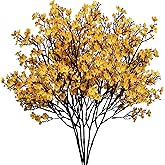 Mandy's Dark Yellow Artificial European Baby’s Breath Flowers 6 Bundles Silk Gypsophila with Bendable Stems for Fall Valentine's Day and Easter Centerpiece Wedding Decor and Table Arrangements