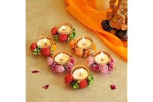 TIED RIBBONS 6 pcs Handmade Tea Light Candle Holder for Centerpiece, Dining Table, Office | Tealight Candle Holder for Home | Indian Return Gifts for Housewarming, Diwali Decorations for Home