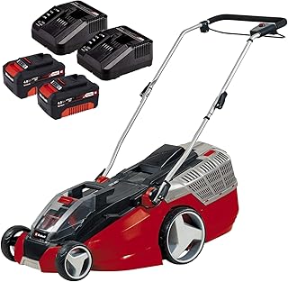 Einhell GE-CM 43 Akku-Rasenmäher Li M Kit Power X-Change (Li-Ion, 36 V, bis 600 m², 43 cm Schnittbreite, 6x Höhenverstellung, inkl. 2 x 4,0 Ah-Akku und 2 x Ladegerät)