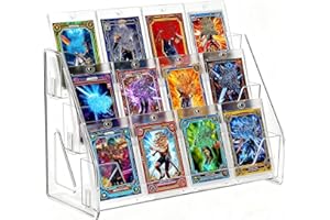 3-Tier Trading Card Display Stand – Transparent Vertical PET Rack for Standard Graded Card Slabs, Toploaders, Magnetic Holder