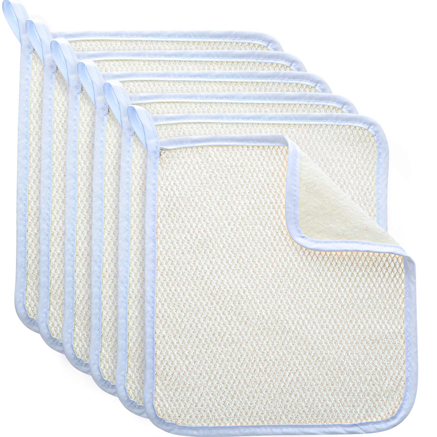 Tatuo 5 Pack Exfoliating Face and Body Wash Cloths Towel Soft Weave Bath Cloth