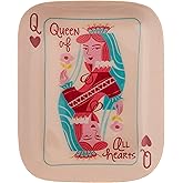 Karma, Enamel Trinket Tray, Rentangle Colorful Ring Bowl, Jewelry Dish Tray for Rings Bracelets Necklace, Small, Queen of Hearts