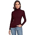 Women's Long Sleeve Casual Lightweight Turtleneck Top Slim Fit Thermal Active Layer Shirts