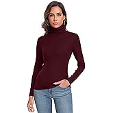 Women's Long Sleeve Casual Lightweight Turtleneck Top Slim Fit Thermal Active Layer Shirts