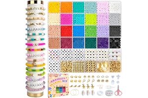 JQEEYGV 5500pcs Clay Beads Bracelet Making Kit 24 Colors Flat Preppy Beads for Friendship Bracelet kit with Letter Beads Jewelry Making Set for Beginners Gifts for Girls Ages 6-12