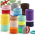 Bessrung 100PCS Elastic Hair Ties, Seamless Hair Band, Ponytail Holder No Crease Damage, Cotton Bands, Hair Scrunchies for Th