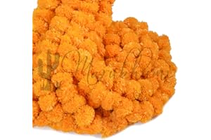 Marubhumi 5-PC Artificial Marigold Flower Garland – 5 Feet Long Strands | Diwali, Wedding & Festive Decoration | Traditional Indian Home Décor