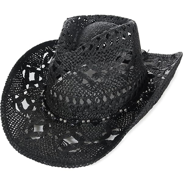 Vamuss Straw Cowboy Hat W/Vegan Leather Band & Beads  display picture 1