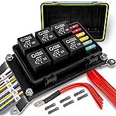 True MODS 12V Automotive Waterproof 5-Pin Prewired Relay Fuse Box Block Kit | 6 Gang 30A/40A Bosch Style Relay Block Universal Fused Distribution Pre-wired harness for UTV Auto Vehicle Car Marine Boat