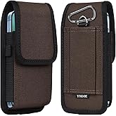 ykooe Cell Phone Pouch Nylon Belt Holster Case Compatible with iPhone 17 16 15 14 13 12 11 & Pro Models, Samsung Galaxy S20 S21 S22 S23 S24 S25, Coffee–L