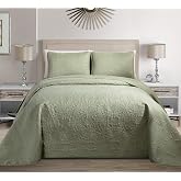Fancy Collection Embossed Coverlet Bedspread Over Size Set Solid # Austin (Light Green, Full/Queen)