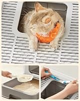 Feandrea Cat Litter Box with Lid Top Entry Slide-Out Tray Oatmeal Gray view 9