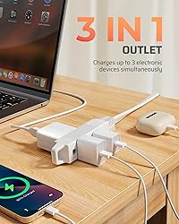 DEWENWILS 10FT Flat Plug Extension Cord, 3 Prong