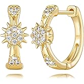 Charmire Gold Hoop Earrings for Women 14K Gold Earrings for Women CZ Earring Gothic-Style Zircon Sun Hoop Earring for womens Trendy