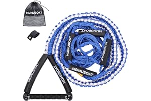 MUMUBOAT 25ft Wakesurf Rope with EVA Handle, 6 Sections Floating Watersport Ropes for Wake Surfing